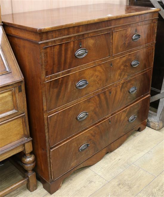 A Regency mahogany chest of two short and three long drawers, W.109cm